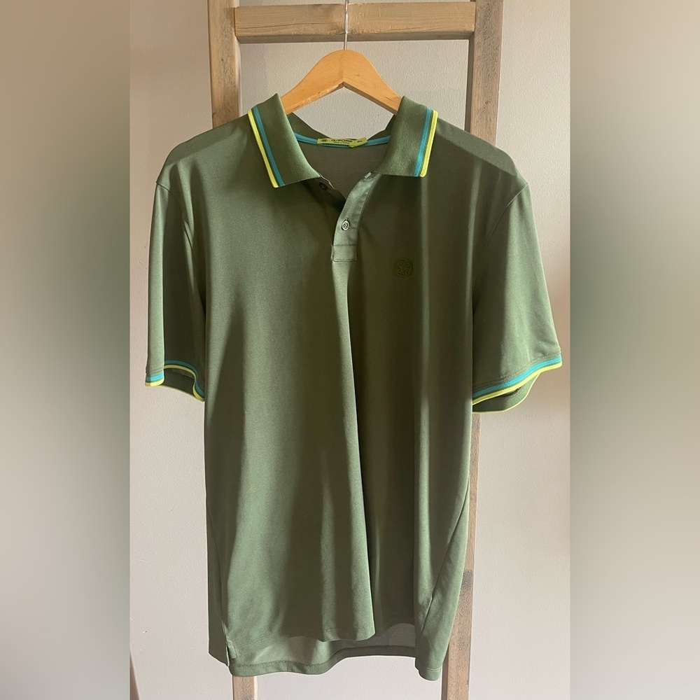 G/FORE Tipped Polo Golf Shirt Men's XL Green Performance Pique Knit Stretch